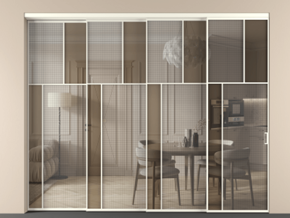Перегородка Mosaic внутри проема телескопик синхро-4 #VENDORCODE# #FURNISH# #GLASS# Цена #PRICE# #CURRENCY# | Volhovec